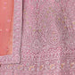 Rajwada Women Pink Embroidered Organza Semi Stitched Lehenga With Unstitched Blouse