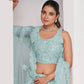Rajwada Sea Green Net Embellished Semi Stitched Lehenga With Unstitched Blouse For Women
