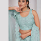 Rajwada Sea Green Net Embellished Semi Stitched Lehenga With Unstitched Blouse For Women