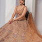 Rajwada Orange Net Embellished Semi Stitched Lehenga With Unstitched Blouse For Women