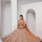 Rajwada Orange Net Embellished Semi Stitched Lehenga With Unstitched Blouse For Women
