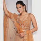 Rajwada Orange Net Embellished Semi Stitched Lehenga With Unstitched Blouse For Women