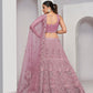 Rajwada Purple Net Embellished Semi Stitched Lehenga With Unstitched Blouse For Women