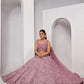 Rajwada Purple Net Embellished Semi Stitched Lehenga With Unstitched Blouse For Women