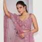 Rajwada Purple Net Embellished Semi Stitched Lehenga With Unstitched Blouse For Women