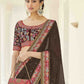 Rajwada Women Olive Organza Embroidered Saree With Unstitched Blouse