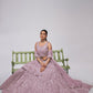 Rajwada Purple Net Embellished Semi Stitched Lehenga With Unstitched Blouse For Women