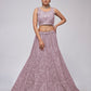 Rajwada Purple Net Embellished Semi Stitched Lehenga With Unstitched Blouse For Women