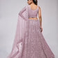 Rajwada Purple Net Embellished Semi Stitched Lehenga With Unstitched Blouse For Women