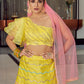 Rajwada Women Designer Yellow Art Silk Semi Stitched Lehenga With Unstitched Blouse