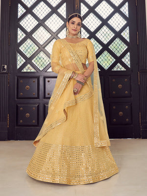 Rajwada Women Beige Classic Semi Stitched Lehenga With Unstitched Blouse