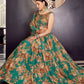 Rajwada Women Green Organza Semi Stitched Lehenga With Unstitched Blouse