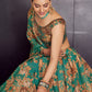 Rajwada Women Green Organza Semi Stitched Lehenga With Unstitched Blouse