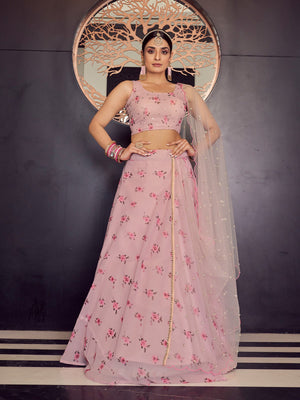 Rajwada Women Designer Pink Semi Stitched Lehenga With Unstitched Blouse