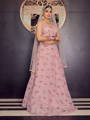 Rajwada Women Designer Pink Semi Stitched Lehenga With Unstitched Blouse