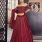 Rajwada Women Georgette Maroon Semi Stitched Lehenga With Unstitched Blouse