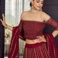 Rajwada Women Georgette Maroon Semi Stitched Lehenga With Unstitched Blouse