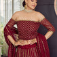 Rajwada Women Georgette Maroon Semi Stitched Lehenga With Unstitched Blouse