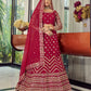 Rajwada Women Red Elegant  Semi Stitched Lehenga With  Unstitched Blouse