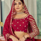 Rajwada Women Red Elegant  Semi Stitched Lehenga With  Unstitched Blouse