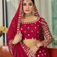 Rajwada Women Red Elegant  Semi Stitched Lehenga With  Unstitched Blouse