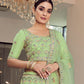 Rajwada Women Green Embroidered Organza Semi Stitched Lehenga With Unstitched Blouse