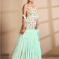 Rajwada Women Sea Green Embroidered Georgette Semi Stitched Lehenga With Unstitched Blouse