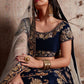 Rajwada Women Dark Blue Embroidered Semi Stitched Lehenga With Unstitched Blouse