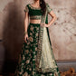 Rajwada Women Dark Green Embroidered Semi Stitched Lehenga With Unstitched Blouse