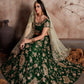 Rajwada Women Dark Green Embroidered Semi Stitched Lehenga With Unstitched Blouse