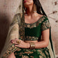 Rajwada Women Dark Green Embroidered Semi Stitched Lehenga With Unstitched Blouse