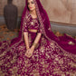 Rajwada Purple Embroidered Velvet Semi Stitched Lehenga With Blouse For Women
