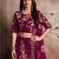 Rajwada Purple Embroidered Velvet Semi Stitched Lehenga With Blouse For Women