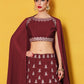 Rajwada Women Maroon Embroidered Semi Stitched Lehenga With Unstitched Blouse