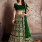 Rajwada Women Dark Green Embroidered Semi Stitched Lehenga With Unstitched Blouse