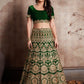 Rajwada Women Dark Green Embroidered Semi Stitched Lehenga With Unstitched Blouse