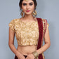 Rajwada Women Maroon Embroidered Semi Stitched Lehenga With Unstitched Blouse