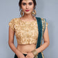 Rajwada Women Teal Embroidered Semi Stitched Lehenga With Unstitched Blouse