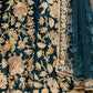 Rajwada Women Teal Embroidered Semi Stitched Lehenga With Unstitched Blouse