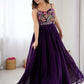 Rajwada Dark Purple Georgette Embroidered Gown For Women