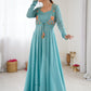 Rajwada Sky Blue Georgette Embroidered Gown For Women