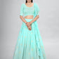 Rajwada Blue Georgette Printed Semi Stitched Lehenga With Unstitched Blouse For Women