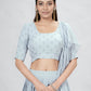 Rajwada Grey Georgette Printed Semi Stitched Lehenga With Unstitched Blouse For Women