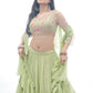 Rajwada Green Georgette Embellished Stitched Lehenga With Stitched Blouse For Women