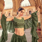 Rajwada Olive Chinon Embellished Semi Stitched Lehenga With Unstitched Blouse For Women
