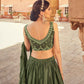 Rajwada Olive Chinon Embellished Semi Stitched Lehenga With Unstitched Blouse For Women