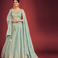 Rajwada Light Blue Georgette Embellished Stitched Lehenga Set For Women
