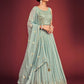Rajwada Light Blue Georgette Embellished Stitched Lehenga Set For Women