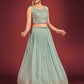 Rajwada Light Blue Georgette Embellished Stitched Lehenga Set For Women