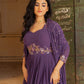 Rajwada Dusty Purple Georgette Sequins Embroidered Stitched Gown For Women